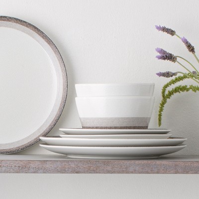 Canyon White Porcelain 12-Piece Dinnerware Set, Service for 4