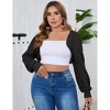 Plus Size Mesh Crop Cardigans for Women Long Sleeve Open Front See Through Sheer Bolero Shrug Top - 3 of 4