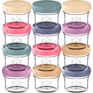 12pk Prep Baby Food Storage Containers, 4 oz Leak-Proof, BPA Free Glass Baby Food Jars for Feeding - 1 of 4