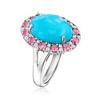 Ross-Simons Turquoise, .70 ct. t.w. Pink Tourmaline and .50 ct. t.w. White Zircon Ring in Sterling Silver Size 7 - 2 of 3