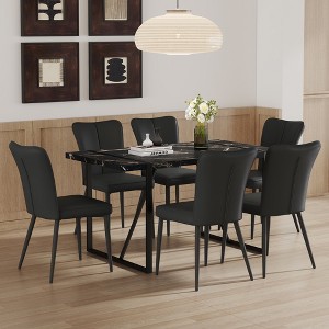NicBex Dining Table Set for 6 Kitchen Table Modern Black Marble Pattern MDF Dining Set with 6 Black PU Chairs for Dining Room - 1 of 4