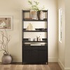 Vynxaria Transitional Wide Reeded Bookshelf with Bottom Drawers 4 Open Shelves, Reeded Fronts, Durable MDF/Laminate, Black - 2 of 4