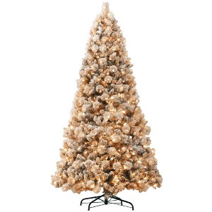 HOMCOM Prelit Artificial Christmas Tree with Clear Lights and Tips, Flocked Xmas Tree with Metal Stand for Home Office Holiday - 1 of 4