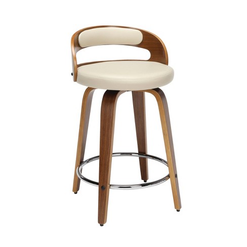 24 Low Back Bentwood Frame Swivel Counter Height Barstool With Vinyl Back And Seat Cushion Ofm Target