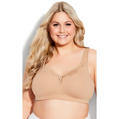 Womens Full Coverage Underwired Plus Size Floral Lace Bra Non Padded  Comfort Bra 52C Beige