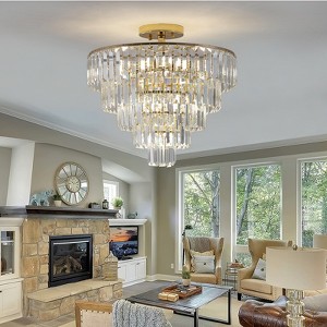 Crystal Chandelier Ceiling Light Modern Luxury 10-Light Flush Mount (No Bulbs) - 1 of 4