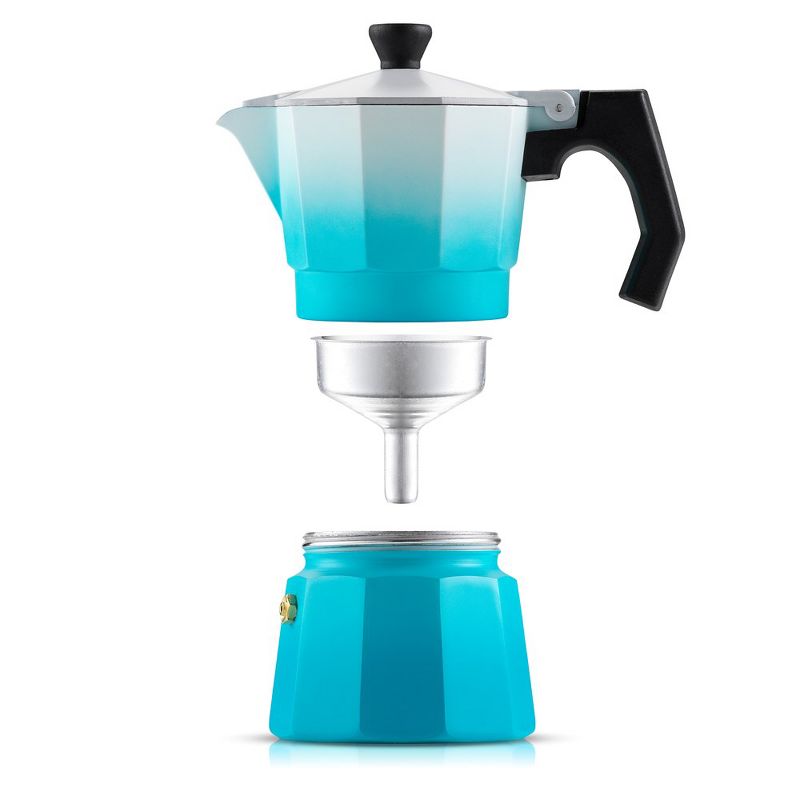 JoyJolt Italian Moka Pot 6 Cup Stovetop Espresso Maker Aluminum Coffee Percolator Coffee Pot - Blue, 4 of 9