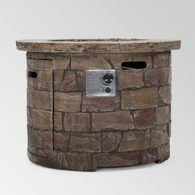 Stillwater Outdoor Circular Fire Table Natural Stone - Christopher Knight Home