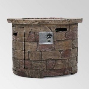 Stillwater Outdoor Circular Fire Table Natural Stone - Christopher Knight Home - 1 of 4