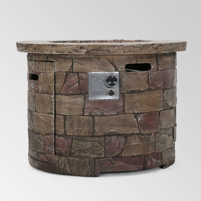 Stillwater Outdoor Circular Fire Table Natural Stone - Christopher Knight Home, 1 of 7