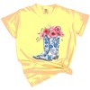 Simply Sage Market Cowboy Boots Floral Garment Dyed Tee - 2 of 4