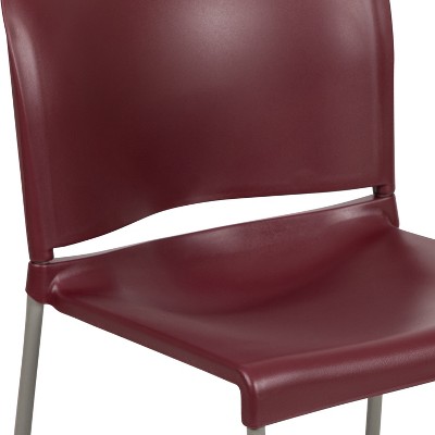 Gray Ergonomic Mid-Back Metal Stacking Chair