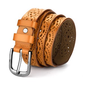 INSPIRE CHIC Women's Hollow Floral Retro Vintage Faux Leather Belt - 1 of 4
