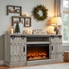 TV Stand with Fireplace for 75 80 Inch TV, 32" Tall Farmhouse Highboy Entertainment Center with Sliding Barn Doors for Living Room - 2 of 4