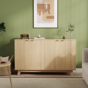 34"/55" W Sideboard Buffet Cabinet with Storage, Modern Fluted Accent Cabinet with Doors and Adjustable Shelves, Coffee Bar Console for Living Room - 1 of 4