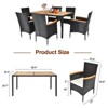 Karl Home Black 7-Piece Wicker Acacia Wood Outdoor Dining Set with Beige Cushion - 3 of 4