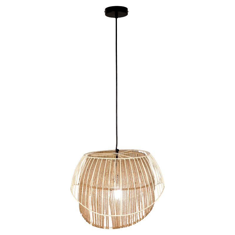 River of Goods Campbell 19&#34; Black and Jute Pendant Light, 1 of 10
