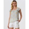INSPIRE CHIC Women's Chiffon Ruffle Sleeve Square Neck Floral Print Blouse - 3 of 4