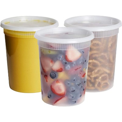 Plastic Deli Disposable Food Storage Containers with Airtight Lids for Slime, Leftovers, & Prep