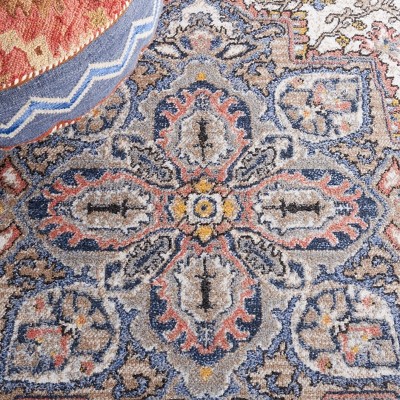 Ivory and Beige 8' x 10' Synthetic Stain-Resistant Area Rug