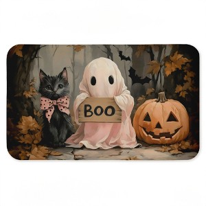 Stupell Industries Cute Halloween Ghost & Kitten Printed Anti-Fatigue Floor Mat, design by Arlington Prints, 30"x18" - 1 of 4
