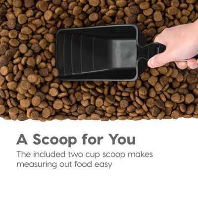 Black Plastic Airtight Pet Food Storage Container Combo with Scoop and Wheels