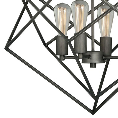 Rad Geometric Nested Cube 4-Light Chandelier in Warm Pewter