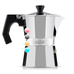JoyJolt Italian Moka Pot 3 Cup Stovetop Espresso Maker Aluminum Coffee Percolator Coffee Pot - Silver - 1 of 4