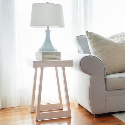 White Sand Wirebrush Solid Wood Rectangular Side Table