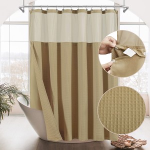 Cotton Blend Soft Waffle Weave Shower Curtain with Snap in Liner - 1 of 4