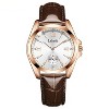 HONGGE Women's Quartz Watch with Leather Strap, Roman Numerals, Rose Gold Case, Waterproof, Luminous Hands, Classic Dress Wristwatch - 3 of 4