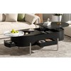 TIRAMISUBEST Lift Top Coffee Table with 360-degree Marble-patterned Rotating Tray, Hidden Compartment, Center Table, Modern Oval Lift Tabletop - 3 of 4