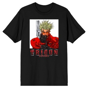 Trigun Vash With Gun, Red Suit, Logo Men's Black Graphic T-Shirt - 1 of 2