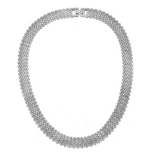 Guili Sterling Silver Rhodium Plated Round Cubic Zirconia Linear Pave Necklace, Modern and Chic Minimalist Jewelry for Special Moments - 1 of 3