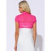 INSPIRE CHIC Women's Lace Stand Collar Pearl Button Short Sleeve Cropped Shrug - 4 of 4
