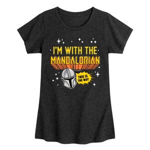 Girls' - The Mandalorian - Im With Mando Fitted Short Sleeve Graphic T-Shirt - 1 of 4