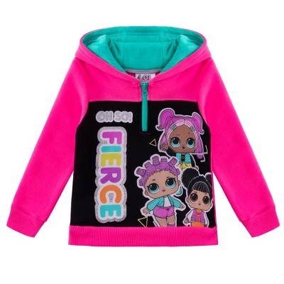 LOL Surprise Girl's Oh So Fierce Half Zip Pullover Hoodie for kids