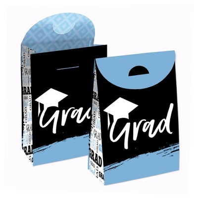 Big Dot of Happiness Light Blue Grad Best is Yet to Come Graduation Gift Favor Bags Party Goodie Boxes - Set of 12