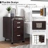 Tangkula Folding Computer Desk with 3 Storage Drawers Mobile Home Office Study Writing Desk w/ Wheels Space Saving Compact Desk Brown - 4 of 4