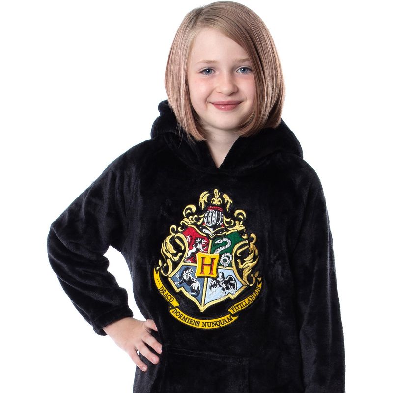 Harry Potter Hogwarts Costume Kids Wearable Blanket Pullover Robe Black, 3 of 7