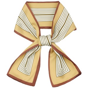 INSPIRE CHIC Women's Satin Striped Contrast Color Skinny Long Hair Ribbon Neck Scarves 1 Pc - 1 of 4
