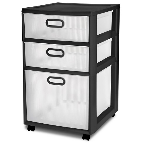 Sterilite 2-Drawer Plastic Black File Cart for Home or Office Storage (2  Pack) 