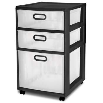 Sterilite Ultra 3 Drawer Storage Cart Black