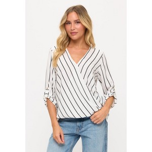 WEST K Women's Alexa Surplice V-Neck Rolltab Blouse - 1 of 4