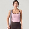 Anna-Kaci Active Women's Square Neck Fitted Crop Tank Top with Contrast Trim and Soft Stretch Fabric - 2 of 4