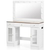 Homy Casa Vanity Table with Lighted Mirror Storage Cabinets and Charging Station for Bedroom or Dressing Room, White - 2 of 4