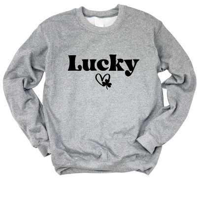 Simply Sage Market Women's Graphic Sweatshirt Lucky With Heart And Clover