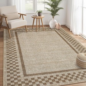 Modern Area Rug - Non-Slip Non-Shedding Low Pile Accent Carpet Contemporary Soft Thin Foldable Mat for Living Room Bedroom Nursery - 1 of 4