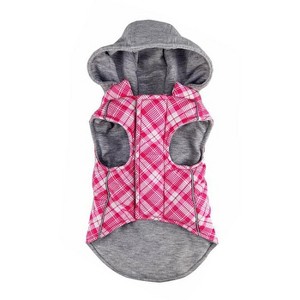 Doggie Design Weekender Dog Sweatshirt Hoodie - Pink and White Plaid Flannel - 1 of 4