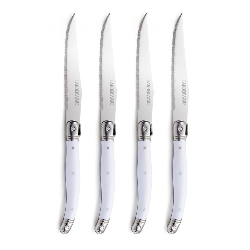 Farberware 4pc Laguiole Steak Knife Set White/Silver